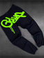 Geedup Black Neon Green Graffiti Logo Sweatpants