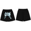 Revenge Ice Blue Skeleton Gothic Logo Mesh Shorts - Black