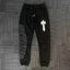 Geedup Black Vertical Lettering Cross Logo Sweatpants