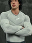 YOUNGLA Batman Superhero Compression Long-Sleeve Gym Shirt LightGray