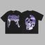 Revenge Purple & Silver Gradient Arch Logo & Broken Skull Graphic Short Sleeve T-Shirt Black
