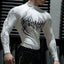 YOUNGLA- White Graphic Long-Sleeve Compression Shirt
