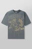 YoungLA Slate Blue Drip Skull Graphic Oversized Shirt | Vintage Heavy Cotton Gym Pump Cover