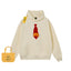 Drew Cartoon Tie Print Hoodie, Apricot