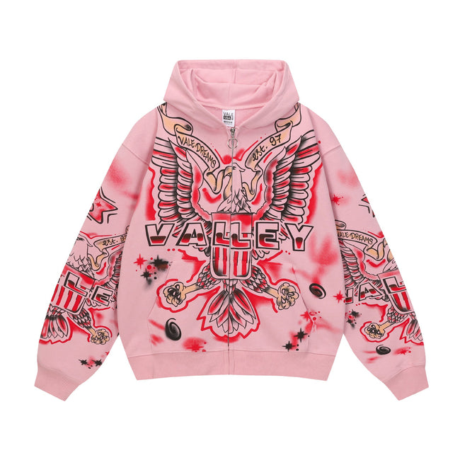 Vale Forever Pink Wing Cross Graphic Hoodie Hover Image