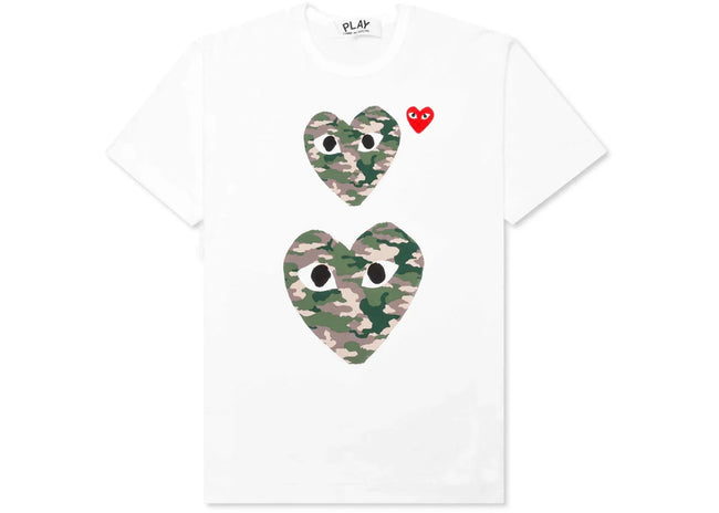 Comme des Garcons PLAY Play Camouflage Double Heart T-shirt White Hover Image