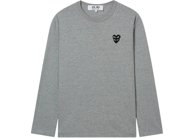 Comme des Garcons PLAY Double Eye Black Heart L/S Tee Grey Hover Image