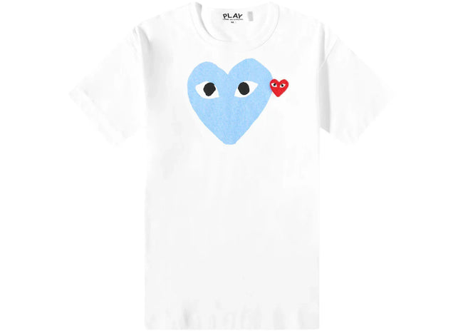 CDG Red Heart Colour Heart Tee White/Light Blue/Red Hover Image