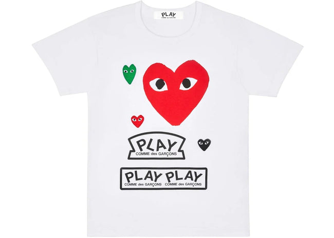 Comme des Garcons Play Women's Multi Logo Red Heart T-shirt White Hover Image