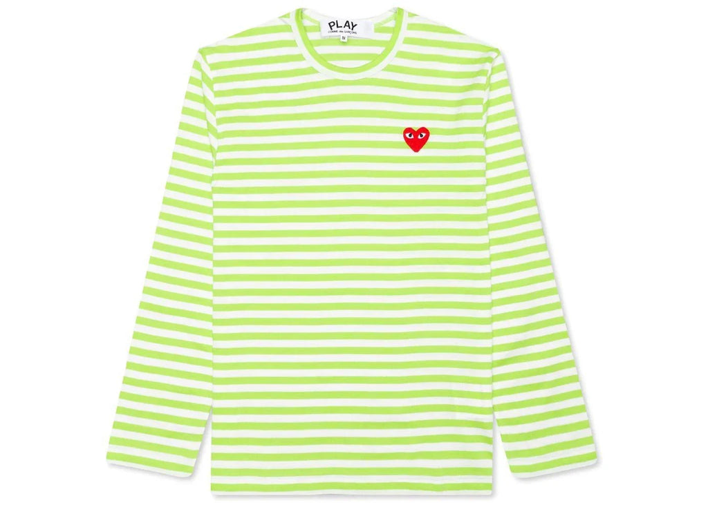 Comme des Garcons Play Women's Pastelle Striped L/S T-shirt Green/White