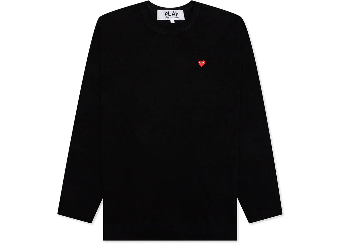 Comme des Garcons Play Women's Small Red Heart L/S T-shirt Black