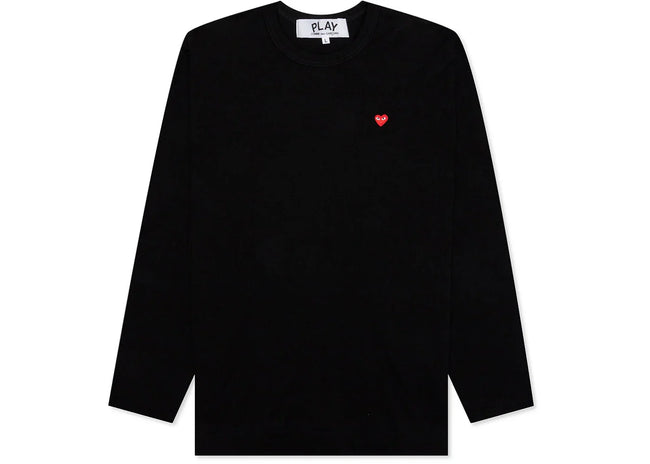 Comme des Garcons Play Women's Small Red Heart L/S T-shirt Black Hover Image