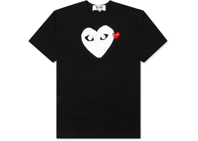 Comme des Garcons Play Women's White Heart Red Emblem T-shirt Black Hover Image