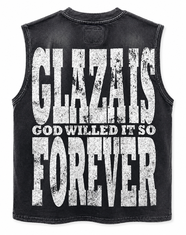 GLAZA GOD Presence – Heavyweight Acid Wash Sleeveless Tee -Red Main Image