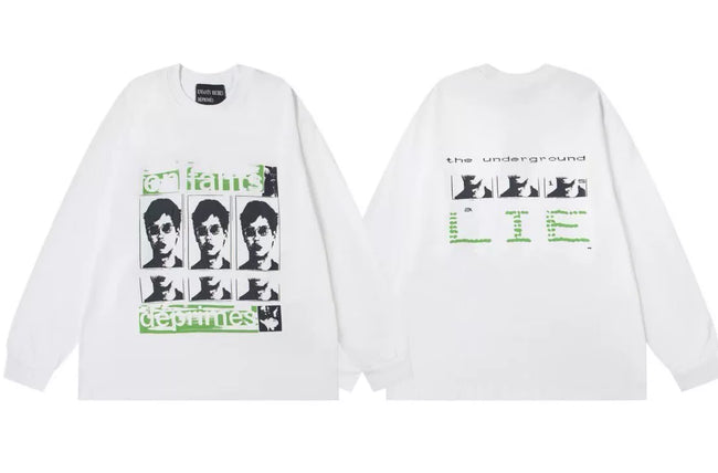 Enfants Riches Déprimés Green Accent Portrait Grid Long-Sleeve - White Hover Image