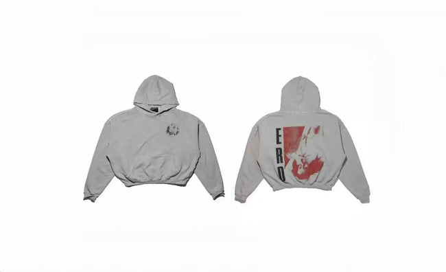 Enfants Riches Déprimés Red Vertical "E-R-D" Logo Hoodie - Light Grey Hover Image