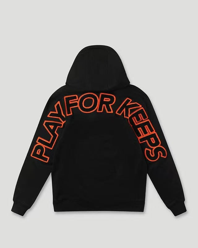 Geedup Black Red Outline Play For Keeps Hoodie Hover Image
