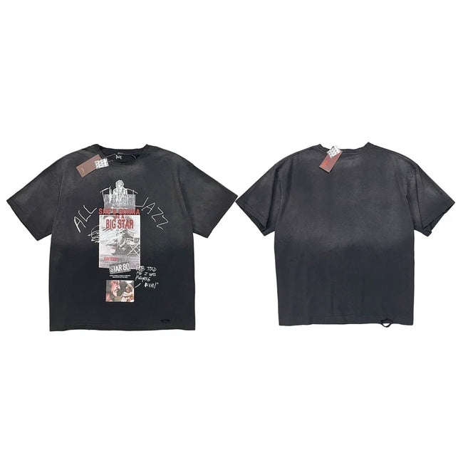 PALY Hollywood Vintage Jazz & Collage Graphic T-Shirt - Black Hover Image