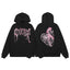 Revenge Rhinestone Spiderweb Heart Arch Logo Pullover Hoodie pink