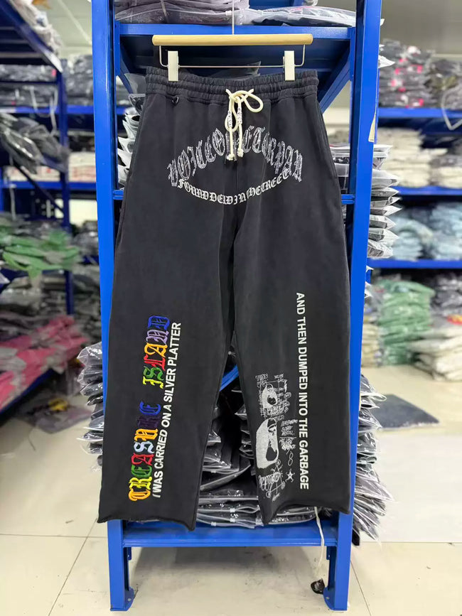PALY Hollywood Vintage Multi-Graphic Sweatpants - Black Hover Image
