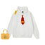 Drew Cartoon Tie Print Hoodie, White