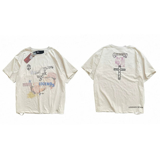 PALY Hollywood Cross & Art Graphic T-Shirt - Cream Hover Image