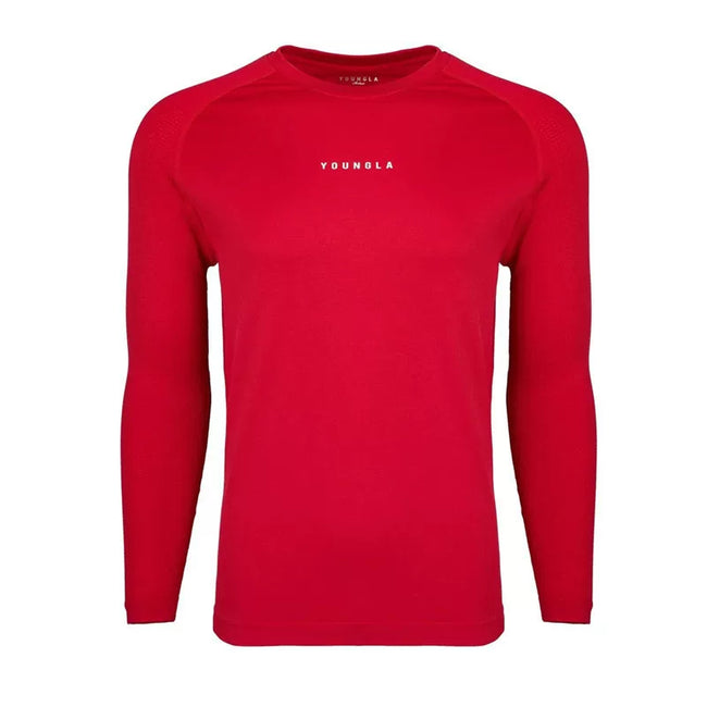 YOUNGLA- Red Raglan Long-Sleeve Gym Shirt Hover Image