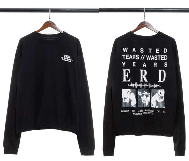 Enfants Riches Déprimés Small Chest Logo & Back "Wasted Tears" Long-Sleeve   - Black Hover Image