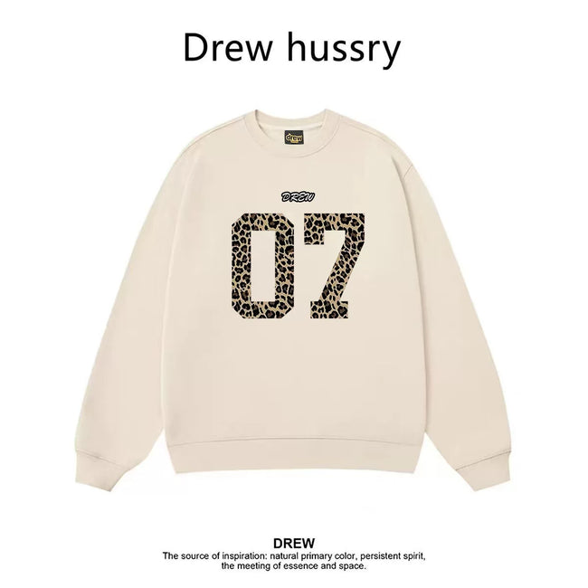 Drew Leopard 07 Graphic Crewneck Sweatshirt, Beige Hover Image