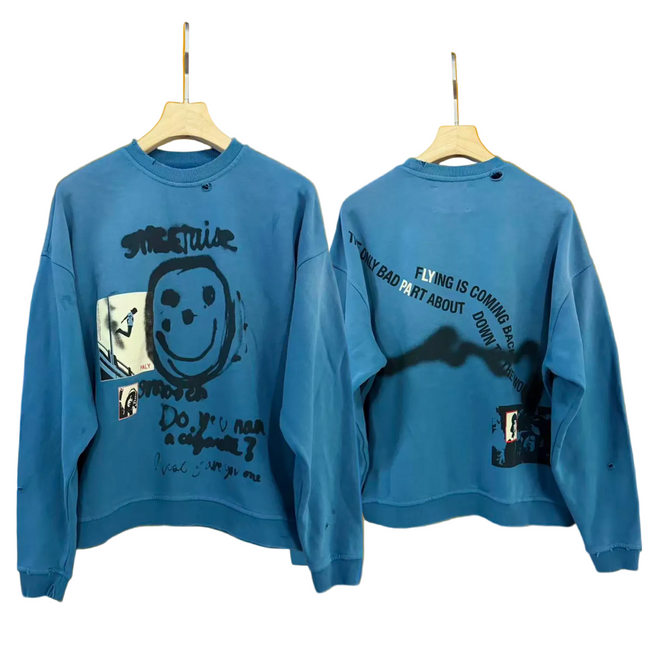 PALY Hollywood Smiley & Script Graphic Sweatshirt - Blue Hover Image