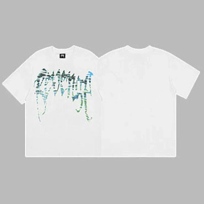 Revenge Blue & Green Gradient Arch Logo Short Sleeve T-Shirt (White) Hover Image