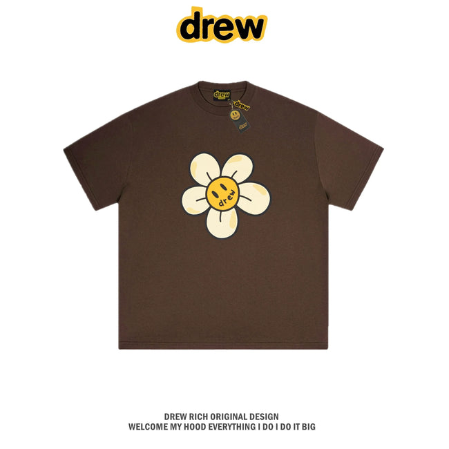 Drew House Daisy Smiley Graphic Oversized Cotton T-Shirt, Brown Hover Image