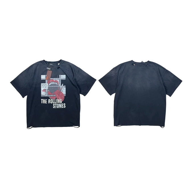 PALY Hollywood Rock Style Collage Graphic T-Shirt - Black Hover Image