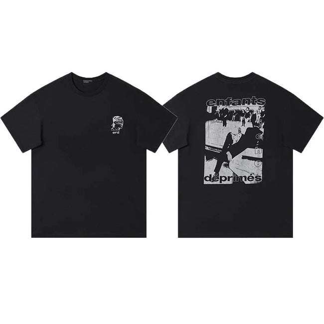 Enfants Riches Déprimés Small Chest Logo & Back Group Graphic T-Shirt - Black Hover Image