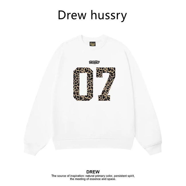 Drew Leopard 07 Graphic Crewneck Sweatshirt, White Hover Image