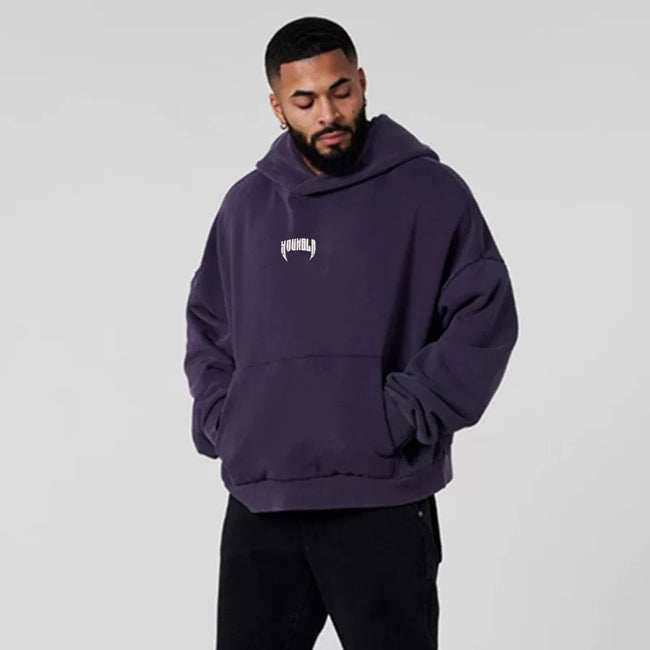 YOUNGLA- Washed Purple Gothic Graphic Pullover Hoodie Hover Image