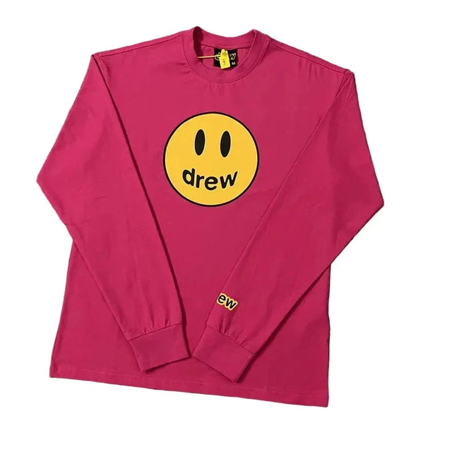 Drew Magenta Smiley Graphic Relaxed-Fit Long-Sleeve T-Shirt Hover Image