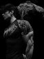 YoungLA Black Tribal Tattoo Shoulder & Back Compression Shirt | Skin-Tight Gym Pump Cover