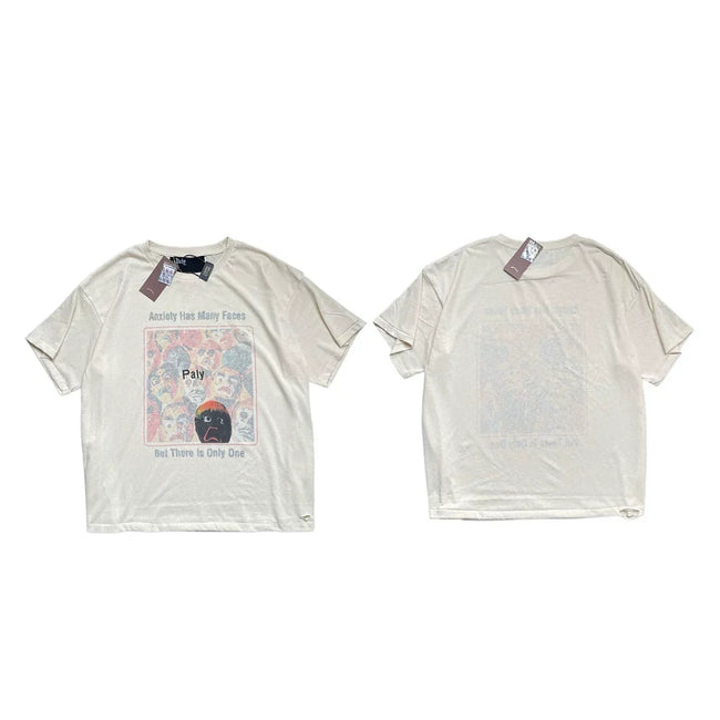 PALY Hollywood Multi-Face Art Graphic T-Shirt - Cream Hover Image