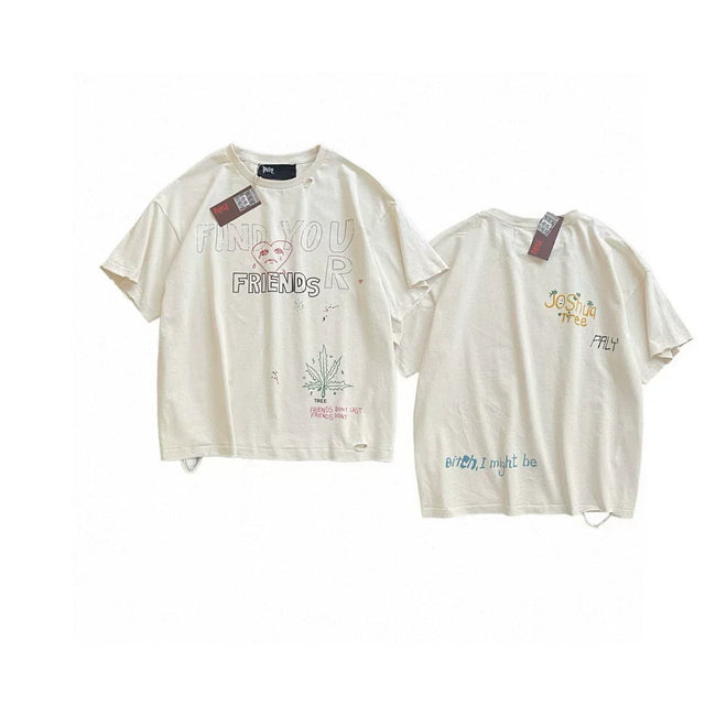 PALY Hollywood Multi-Lettering & Doodle Graphic T-Shirt - Cream Hover Image