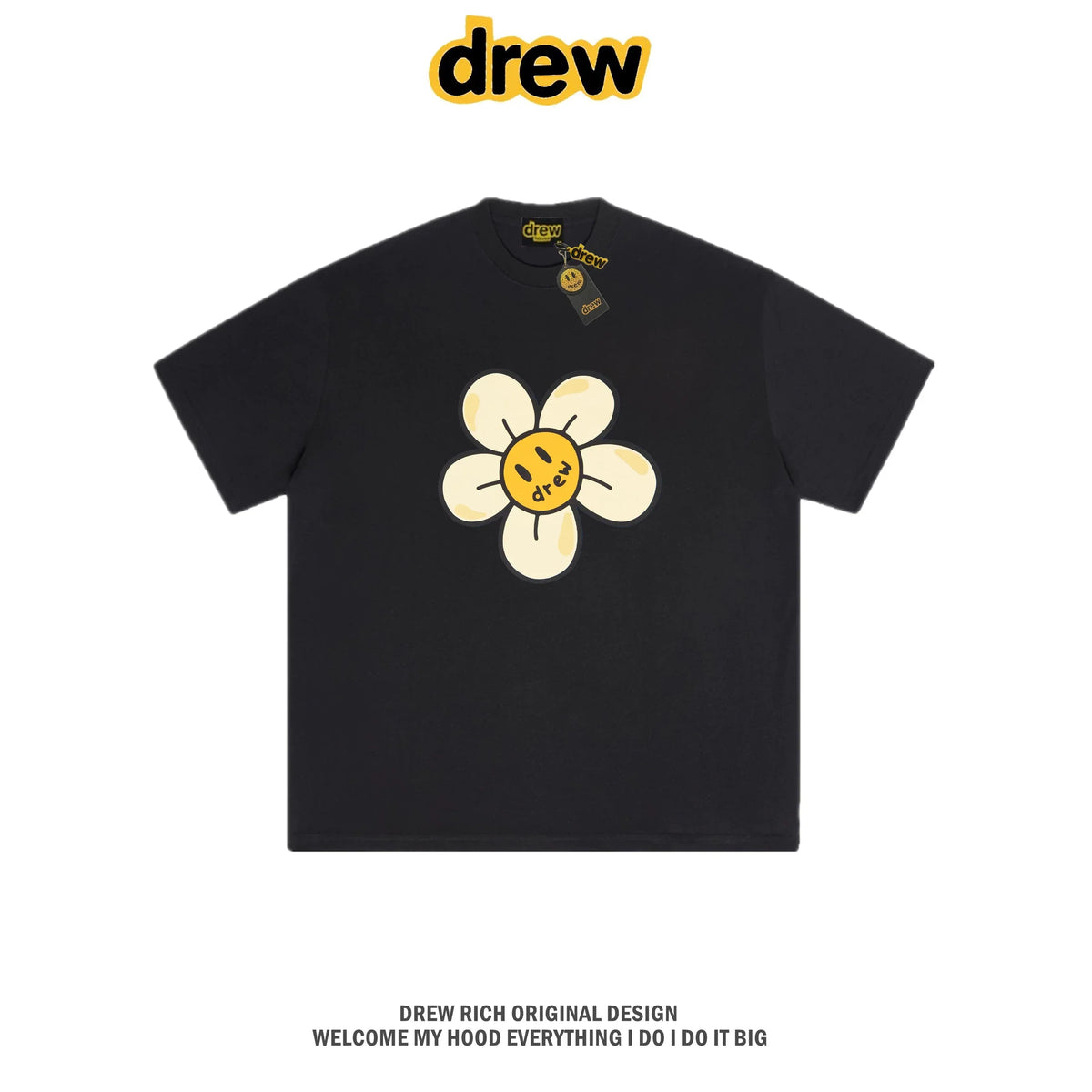 Drew House Daisy Smiley Graphic Oversized Cotton T-Shirt, Off White