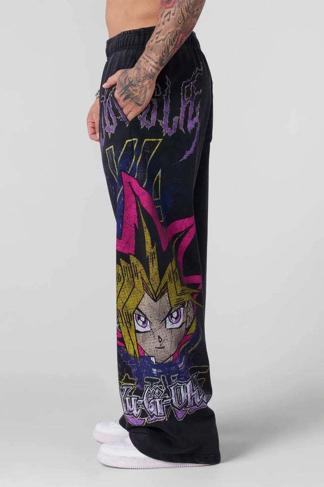 YOUNGLA Men's Cyber Anime Graphic Wide Leg Sweatpants Hover Image