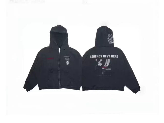 PALY Hollywood "Legends Rest Here" Vintage Zip-Up Hoodie - Black Hover Image