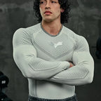 YOUNGLA Batman Superhero Compression Long-Sleeve Gym Shirt  LightGray