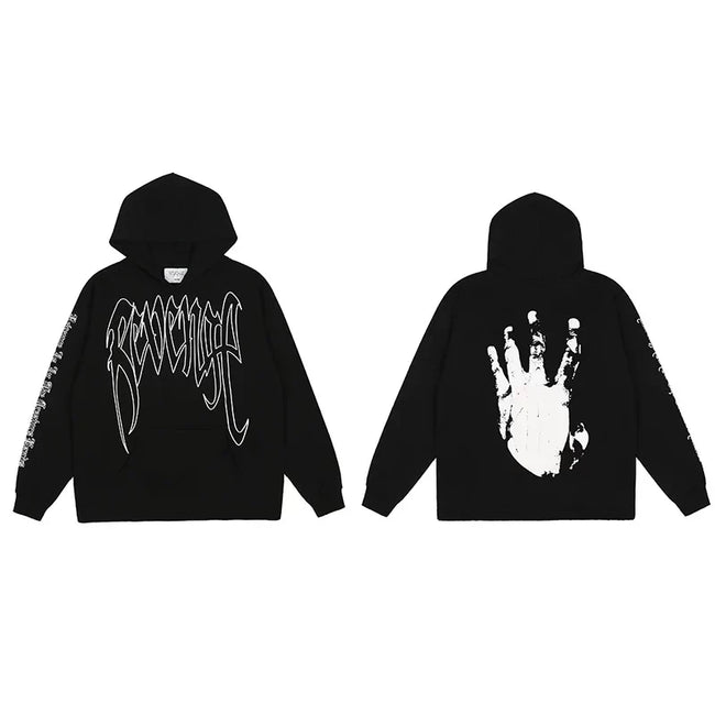 Revenge Classic Hand Graphic Pullover Hoodie Black/white Hover Image