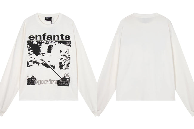 Enfants Riches Déprimés Armed Figure & Vintage Print Long-Sleeve   - White Hover Image