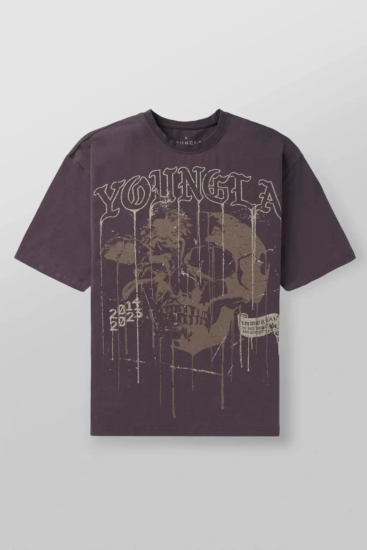 YoungLA Plum Purple Drip Skull Graphic Oversized Shirt | Vintage Heavy Cotton Gym Pump Cover