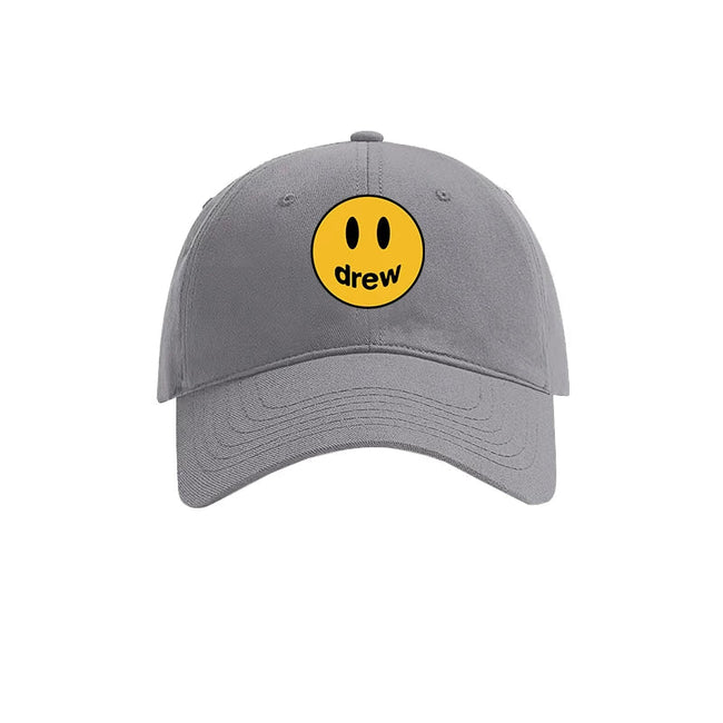 Drew House Smiley Face Baseball Cap, Heather Grey Hover Image
