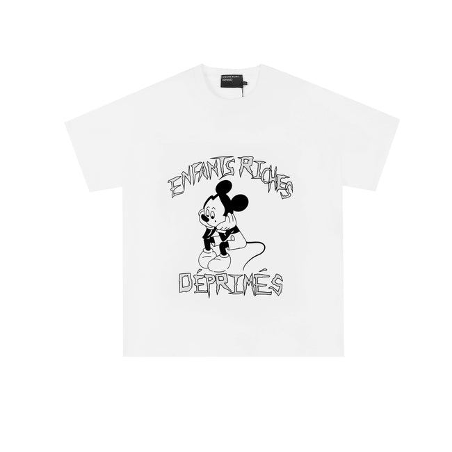 Enfants Riches Déprimés Cartoon Mouse & Gothic Typography T-Shirt - White Hover Image