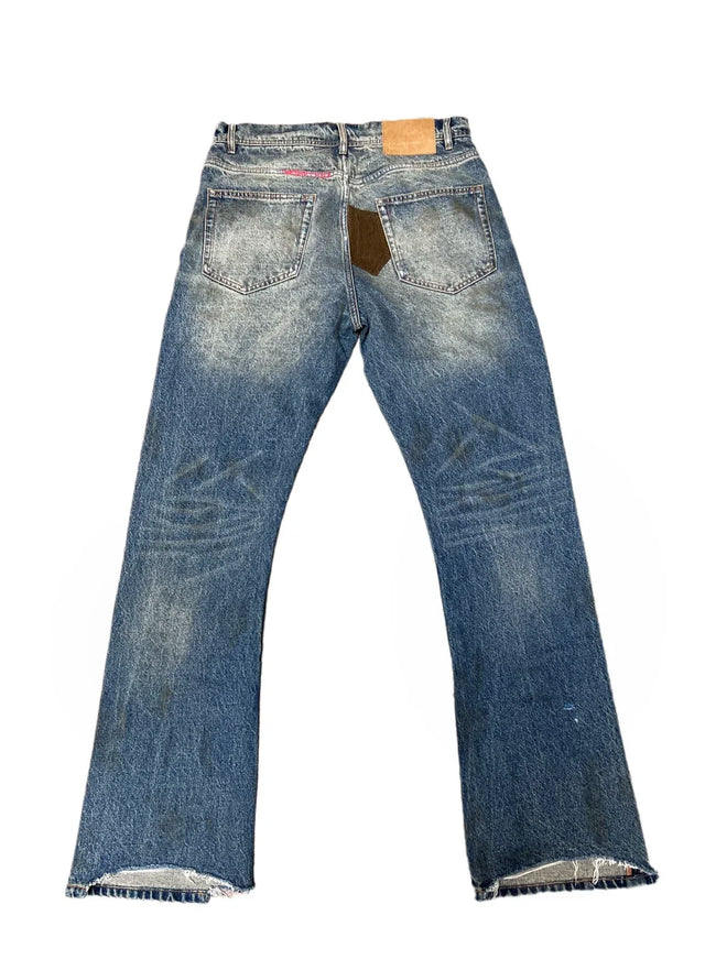 Enfants Riches Déprimés Paint Splatter & Patch Denim Jeans - Blue Main Image